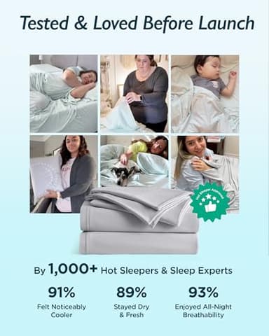 Breescape Cooling Sheet Set Queen Size - BlendTek™ Dry & Cool Technology for Hot Sleepers and Night Sweats, Q-Max>0.46 Tech, Deep Pocket Up to 18", 360° Elastic Band, Misty Gray - Image 3