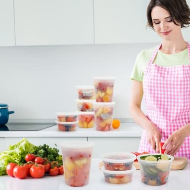 WGCC Deli Containers With Lids 48 Sets - Disposable Soup Container 8oz, 16oz, 32oz - Plastic Food Storage, Leakproof, BPA Free, Microwave/Freezer/Dishwasher Safe - Image 6