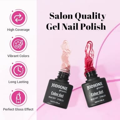 JODSONE 23 PCS Glitter Gel Polish with Soak off Base Coat Matte and Glossy Top Coat Glitter Red Pink Color High Shine and Fashion Gel Nail Polish Kit - Image 6