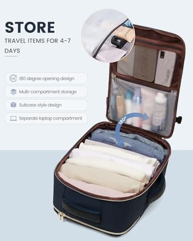 LOVEVOOK Travel Backpack For Women,50L Carry On Backpack Flight Approved,TSA Personal Item Travel Bag Fits 18 Inch Laptop,Business Weekender Overnight Daypack with Toiletry Bag and Cube,Dark Blue - Image 5