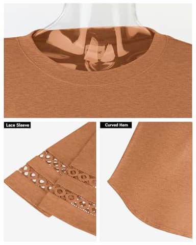 Womens Tops Dressy Casual 3/4 Length Sleeve Tshirts Shirts Work Blouses Beach Vacation Fall Clothes 2025 Caramel 2XL - Image 6