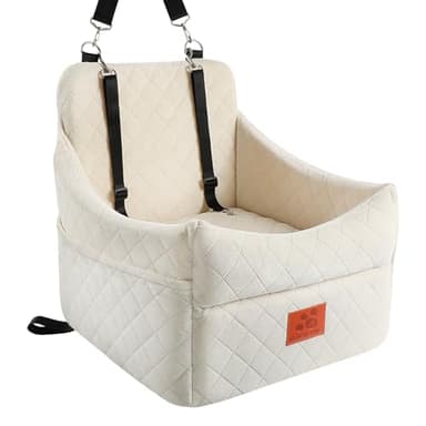 GL GLENSLAVE Dog Car Seat for Small/Medium Dogs, Dog Booster Car Seats with Thick Cushion for Dogs Under 35lbs, Detachable Washable Pet Car Seat with Storage Pockets, 2 Safety Belts (Beige) - Image 1