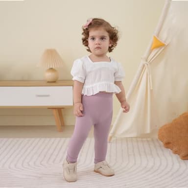 DREAM BUS 5 Pack Toddler Girl Pants Baby Girl Solid Ribbed Pants Toddler Girls Bottoms Leggings Newborn Cotton Jogger - Image 2