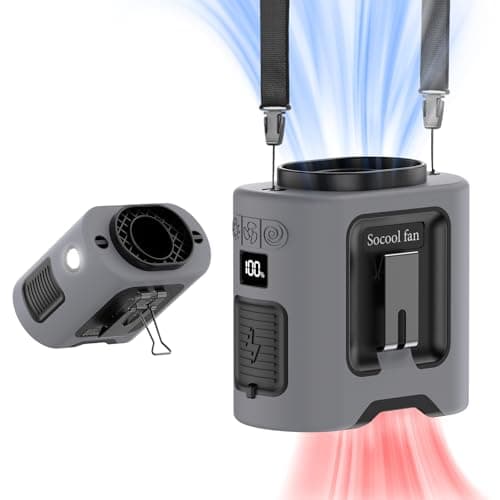 Socool 14500mAh Portable Waist Fan Clip on Belt 360 Rotation Wearable Rechargeable Personal Shirt Fan, 67H Cooling 5-Speed Battery Operated with Light, Neck Fan Hands-Free for Outdoor Jobsite Camping - Image 1