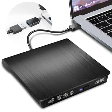 YOTUO External DVD Drive, Portable USB 3.0 CD +/-RW Drive DVD Player for ROM Rewriter Burner for Laptop Desktop, Compatible with Windows 7/8/10/11 Mac MacBook Pro/Air… (DVD Burner) - Image 1