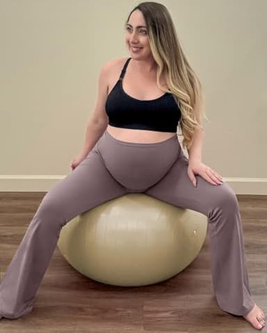 G4Free Maternity Yoga Pants Bootcut Pregnancy Sweatpants with Pockets Over The Belly Stretchy Quick Dry Workout Bottoms (Taupe,XL,31") - Image 5