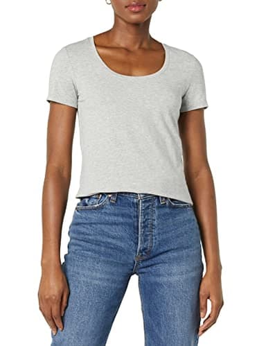 Amazon Essentials Women's Regular-Fit Short-Sleeve Scoop Neck T-Shirt (Available in Plus Size), Pack of 2, Light Grey Heather/Hot Pink, X-Large - Image 5