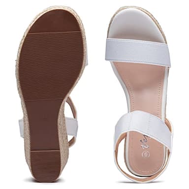 Vepose Women's Wedge Sandals White Platform Espadrilles Sandals Elasitc Ankle Strap Open Toe 881 Sandals with 3.5" Inchs High Heel Summer Shoes Size 8.5 (CJY881 White 08.5) - Image 7