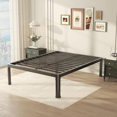 Yitong Angel 18 Inch Queen Bed Frame with Round Corner Edge Legs, 3500 lbs Heavy Duty Metal Platform Bed Frame Queen Size, Steel Slats Support/No Box Spring Needed/Noise Free/Non-Slip - Image 2