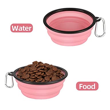 Kytely Large Collapsible Dog Bowls 2 Pack, 34oz Foldable Dog Travel Bowl, Portable Pet Water Food Bowl with Clasp, Pet Cat Feeding Cup Dish for Traveling, Walking, Hiking (Pink+Grey) - Image 8