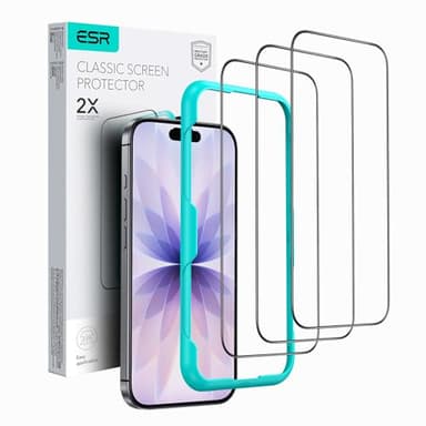 ESR 3 Pack for iPhone 17/iPhone 16 Pro Screen Protector, [9H Hardness] [Military Grade Shatterproof] Full Coverage Tempered Glass Film with Easy Installation Tool, HD Clear, Scratch Resistant - Image 1