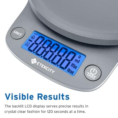 Etekcity 0.1g Food Kitchen Scale, Digital Ounces and Grams for Cooking, Baking, Meal Prep, Dieting, and Weight Loss, 11lb/5kg, Gray - Image 5