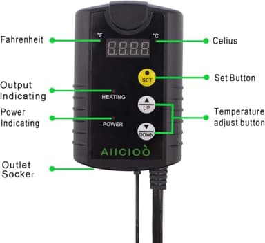 Aiicioo Under Tank Heater Thermostat - Reptile Heating Pad with Temperature Control Reptile Heat Mat for Combo Set for Hermit Crab Lizard Terrarium 24W - Image 6