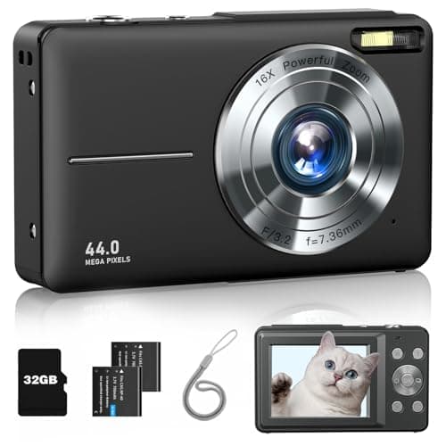 Digital Camera, FHD 1080P Point and Shoot Camera with 16X Zoom Anti Shake, Compact Small Portable for Boy Girls(Deep Black) - Image 1