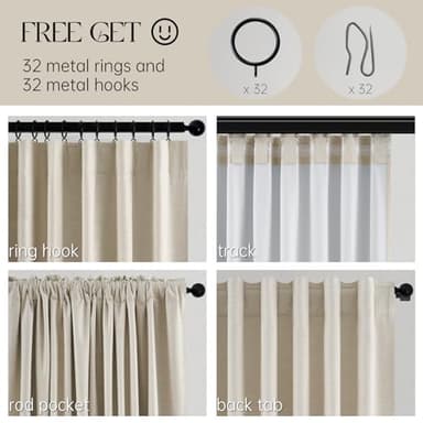 Topfinel Beige Linen Blackout Curtains 84 Inch Long, Modern Black Out Curtains for Bedroom Windows Treatments, Cream Heat & Cold Blocking Back Tab Pleated Drapes for Living Room 2 Panels Cottage 7 FT - Image 5