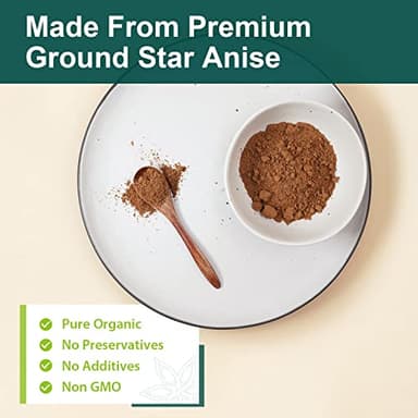 Soeos Organic Chinese Star Anise Powder 1.3 oz (37g), Powder Chinese Star Anise, Dried Anise Star Spice, Star Anise Bulk, Anise Star, Non-GMO Verified, Great for Baking and Tea, Anis Estrella., Brown - Image 4