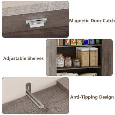 BORNOON Pantry Organizers and Storage Cabinet, 71” Barn Door White Kitchen Cabinet with Drawers and Adjustable Shelf, Tall Pantry for Kitchen, Dining Room, Living Room. Bathroom and Office - Image 5