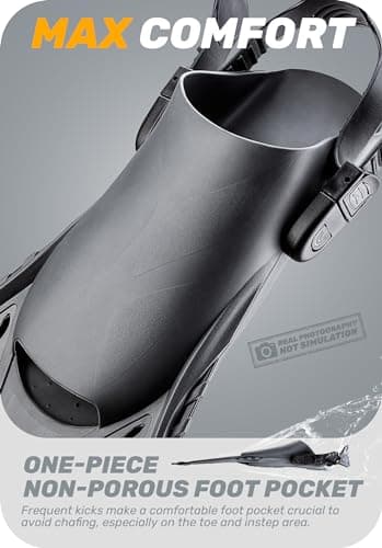 CAPAS Snorkel Fins, Swim Fins Travel Size Short Adjustable for Snorkeling Diving Adult Men Women Kids Open Heel Swimming Flippers - Image 5