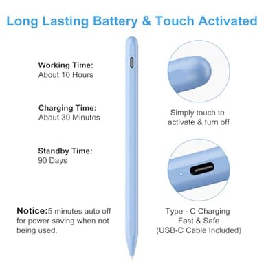 Stylus Pen for iPad (2024-2018) with Fast Charge & Palm Rejection,FOJOJO Active Pencil for iPad Pro 11/13 M4,iPad Air 11/13 M2,iPad Pro 11/12.9",iPad 10/9/8/7/6th,iPad Air 5/4/3rd,iPad Mini 7/6/5 - Image 5