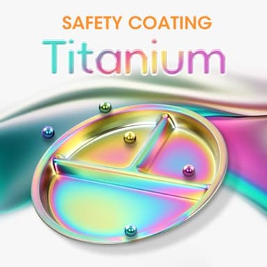 AIEVE Stainless Steel Kids Dinnerware Plates with Suction,2 Pack Round Divided Toddler Plates 9 inch with Removable Silicone Suction - Image 6