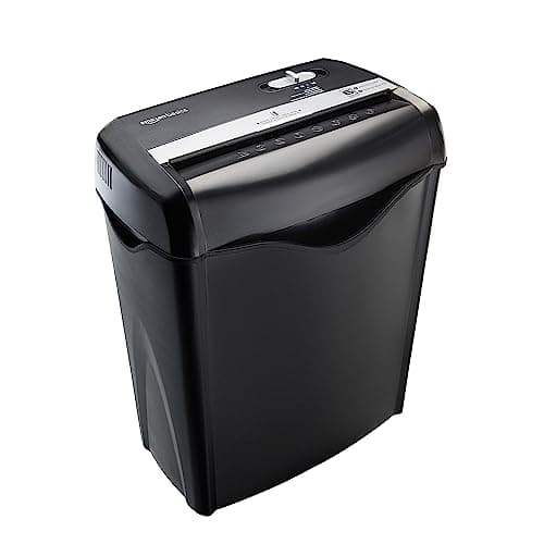 Amazon Basics 6 Sheet Cross Cut Paper and Credit Card Home Office Shredder with 3.8 Gallon Bin, Black - Image 1