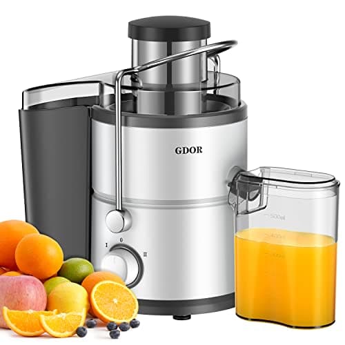 GDOR 800W Juicer Machine, 3” Wide Feed Chute, Dual-Speed Centrifugal Juicer for Fruits & Vegetables, Anti-Drip Function, BPA-Free, Easy to Clean with Brush, White - Image 1