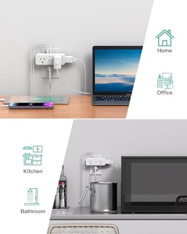Outlet Extender, 4 Outlet Extension with 1 USB-A 2 USB-C Wall Charger, Multi Plug Outlet Splitter, Electric Wall Outet Expander for Travel, Home, Office, Dorm, Cruise Ship Essentials - Image 7