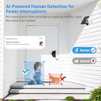 Blazique 1080p Solar Security Camera, Smart AI Human Detection, Color Night Vision, 2-Way Audio, Cloud Storage Sold Separately, 2.4G WiFi, Wireless Indoor/Outdoor Surveillance Bullet Cam (2 Pack) - Image 3