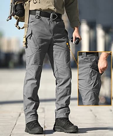 NAVEKULL Men's Work Cargo Pants Lightweight Tactical Pants for Men Stretch Cotton Military Army Combat Slim Fit Hiking Outdoor Trousers with Multi Zipper Pockets - Image 6