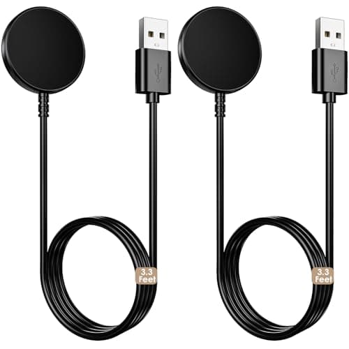 2 Pack for Samsung Galaxy Watch Charger Compatible with Watch 8/8 Classic/Ultra/7/6/6 Classic/5/5 Pro/4/4 Classic/3/Active/FE USB A Magnetic Fast Charging Dock Accessories 3.3FT - Image 1