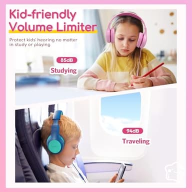 EarFun Kids Headphones Wired with Microphone, 85/94dB Volume Limit Headphones for Kids, Portable Wired Headphone with Shareport, Stereo Sound Foldable Headset for School/Tablet/iPad/Kindle Pink - Image 5