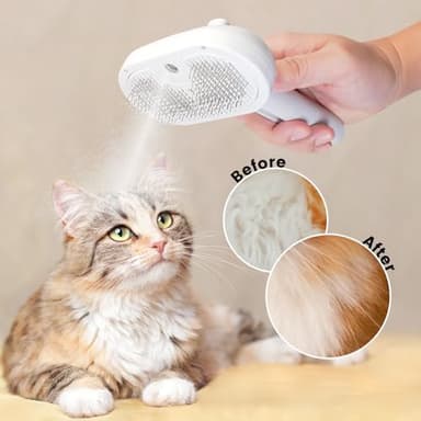 Cat Steam Brush, 3 In 1 Steamy Pet Brush with Release Button and Tank, Anti-Static Cat Comb for Effective Hair Removal, Rechargeable Steam Dog Comb for Furry Pet - Image 4