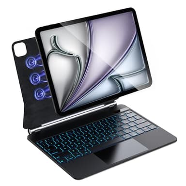 CSZZACME for iPad Air 13 inch case Keyboard M3 2025 & M2 2024,Magic Keyboard for iPad Pro 12.9 (6th,5th,4th,3rd Gen),Magnetic Attach,Multi-Gesture Trackpad,7-Color Backlit,Shortcut Keys,Black - Image 8