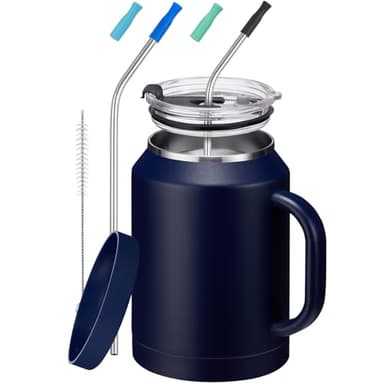 BENZZO 50 oz Tumbler with Handle and Straw Large Coffee Travel Mug Insulated Water Jug Thermal Cup Cold and Hot with Lid - Image 1