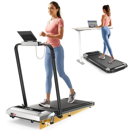 TOPUTURE Walking Pad with Incline, 2 in 1 Foldable Treadmill with Handle Bar for Home/Office Small, Portable Compact Under Desk Treadmill with Remote Control, APP & LED Display 300LBS Capacity - Image 1