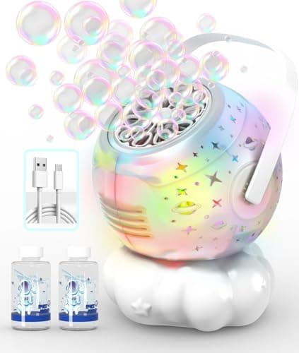 Rechargeable Bubble Machine, Bubble Maker for Kids with Colorful LED Light, Make Large Bubbles, 600mL Capacity - Outdoor Party Birthday Halloween Toys Gifts for Toddlers Ages 3+ Boys Girls - Image 1