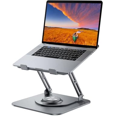 JOYEKY Laptop Stand for Desk, Adjustable Computer Stand with 360° Rotating Base, Ergonomic Laptop Riser for Collaborative Work, Foldable & Portable Laptop Stand, fits for All 10-16" Laptops - Image 1