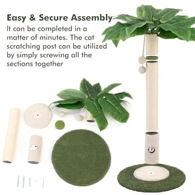 35" Tall Cat Scratching Post Furniture Scratching Deterrent for Indoor Cats, Hanging Ball with Sturdy Large Scratch Pole Premium Sisal Rope Scratch Posts Kitten and Adult Cats - Image 7