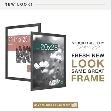 MCS Studio Gallery Classic 20x28 Poster Frame Black Woodgrain, Vertical & Horizontal Wall Hanging Large Picture Frame for Photos, Posters & Art Prints (1-Pack) - Image 2