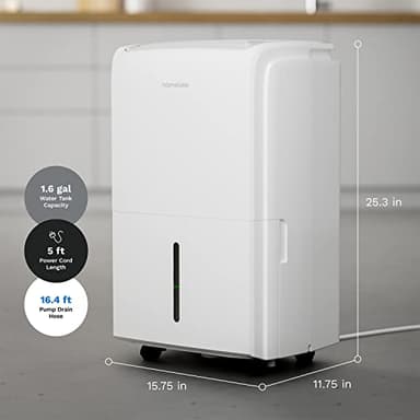 hOmeLabs 40 Pint Dehumidifier with Pump for up to 6,000 Sq Ft Rooms (MAX 104 Pint at 95°F, 90% RH) – Powerful Moisture Removal for Medium to Large Rooms and Basements - Image 3