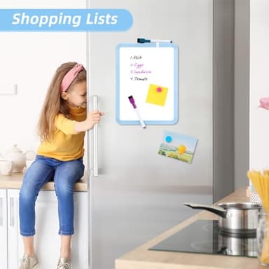 VUSIGN Small White Board Dry Erase, 8.5'' x 11'' Magnetic Dry Erase Board, Mini Whiteboard with Markers for Kids, Students, Fridge, Wall, Locker, Blue - Image 2