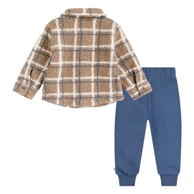 Huggies Sherpa Button Up Shacket and Jogger Pants 2-Piece Outfit Set - Image 2