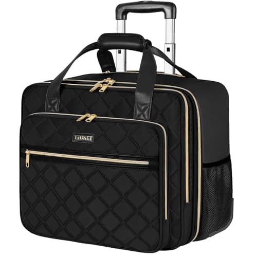 Ytonet Rolling Laptop Bag Women, Rolling Briefcase for Women, 17.3 Inch Laptop Bag with Wheels Rolling Computer Bag Laptop Case for Work Travel College Business Wife Mom Teacher, Black - Image 1