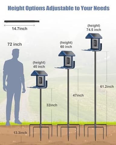 Onlyfly Bird Feeder Pole Stand – 74.5 Inch Height Feeding Station with 1-Inch Dia Heavy Duty for Hanging Feeders, Bird House Pole Mount Kit for Outdoor, Slip-Fit Connection - Image 2