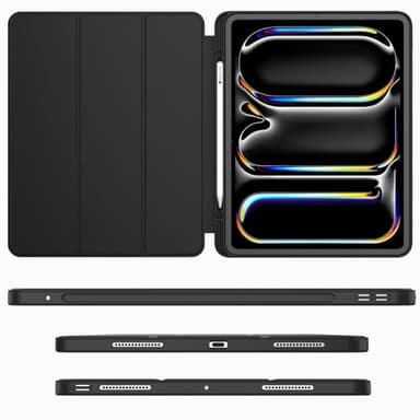 iMieet iPad Pro 13 Inch Case M4 (2024) with Pencil Holder, Trifold Stand Smart Case with Soft TPU Back, Auto Wake/Sleep (Black) - Image 2
