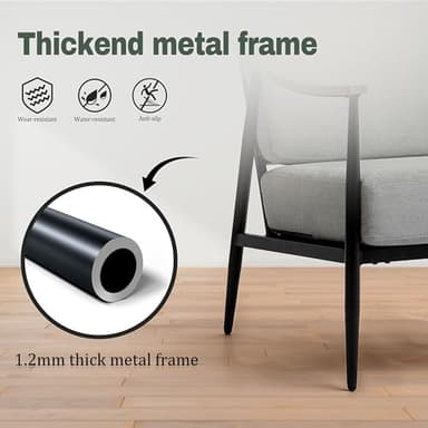 RNKSFX Modern Accent Chairs Set of 2 for Living Room Bedroom Mid Century Arm Chairs Upholstered Office Accent Chairs Comfy Waiting Room Chairs with Metal Frame, Grey - Image 5