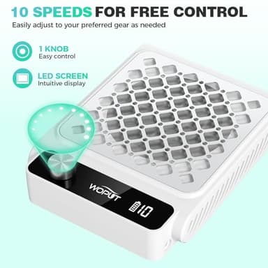 Rechargeable Nail Dust Collector, 980PA Portable Cordless Nail Vacuum Dust Collector Fan with Filter Papers (30 Pcs) for Acrylic Nail Polishing & Manicure Pedicure at Nail Salon & Home - White - Image 4