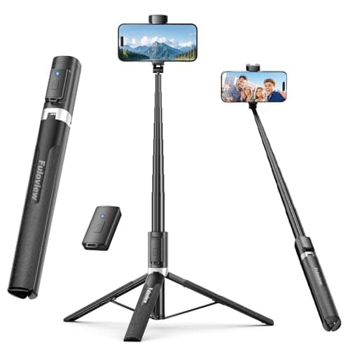 Selfie Stick Travel Tripod for iPhone Wireless Remote for Selfies, Extendable Selfie Stick for iPhone, iPhoneTripod for Video Recording, 60 inch, Black - Image 1