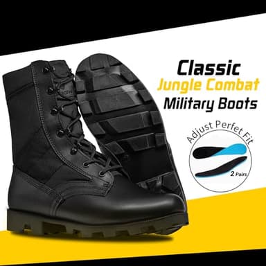 WIDEWAY Men's Military Jungle Combat Boots Black Boots For Men Slip Resistant Leather Tactical Work Boots, All Day Comfortable and Breathable Botas militares para hombres（6-8inch） - Image 2