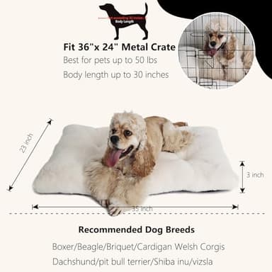 nononfish Dog Crate Bed 36 x 24 for Large Dogs Washable with Anti-Slip Bottom,Extra Soft 36 inch Crate Pad fit Kennel or Cage Pet Sleeping Mat,Fits up to 50 lbs,35" x 23" x 3" Cream White - Image 3